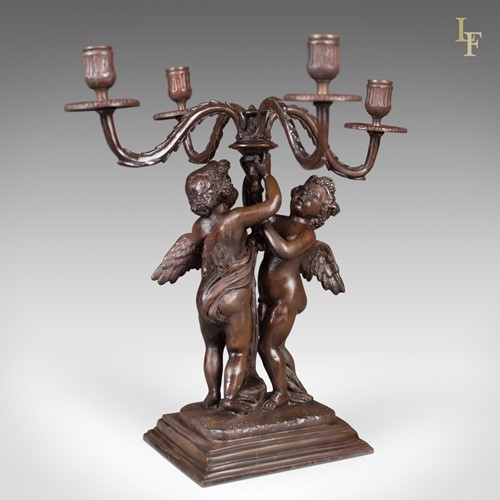 Bronze Girandole Candelabra, 4 Branch, Victorian Revival Candlestick