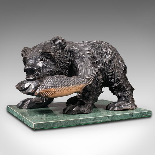 Antique Decorative Bear Figure, German Carved Fruitwood, Black Forest, Victorian
