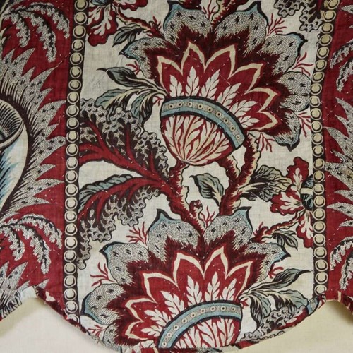 C1780-90s Block Printed Pelmet of Large Scale Stylised Flowers French