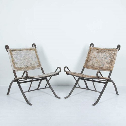 Pair of Mid 20th Century French Folding Chairs