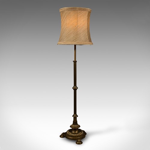 6'8" Tall Vintage Standard Lamp, English, Brass, Adjustable Reading Light, 1940