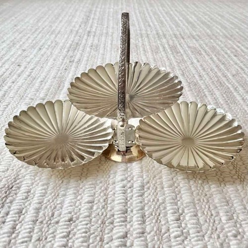 Art Deco silver plated folding cake serving plates