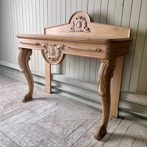 Victorian Carved Pine Console Table With Cabriole Legs