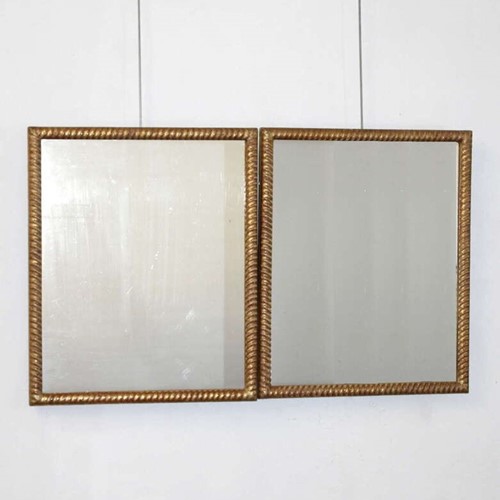 Pair Of Small Antique French Ropetwist Mirrors
