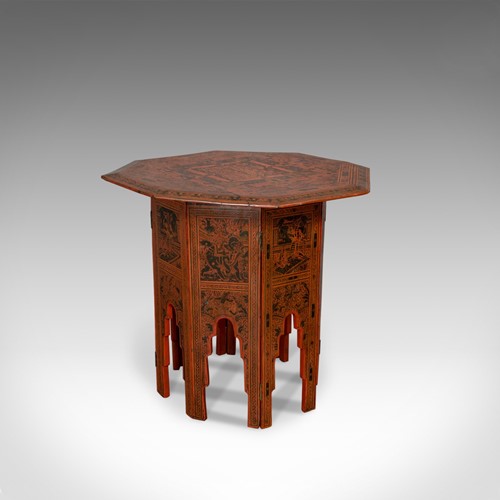 Antique Occasional Table, Victorian, Chinese Elm, Octagonal, Coffee, Moorish