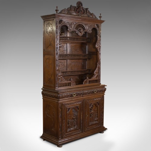 Antique, Breton Cabinet, Carved French Sideboard, Oak, Late 19th Century C.1880