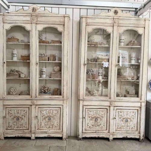 A pair of Italian pharmacy cabinets circa 1860