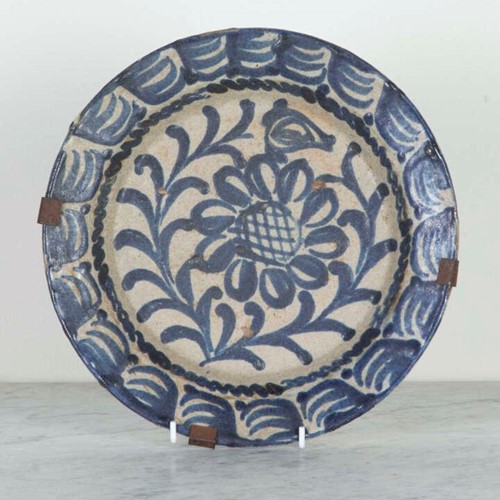 19th Century Spanish Blue and White Fajalauza Lebrillo Bowl
