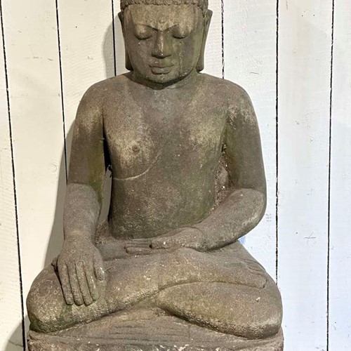 Large composite stone buddha mid 20th century