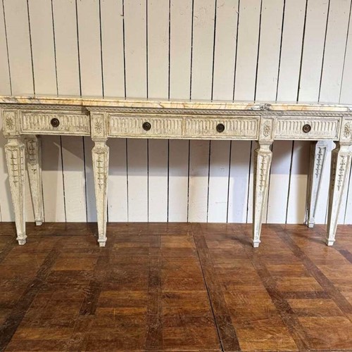 George III style painted marble top console English circa 1900