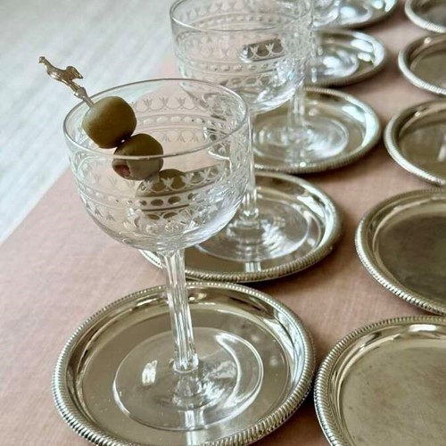 12 Italian silver plated coaster plates C1960