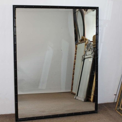 Antique French Japanned Bamboo Framed Mirror