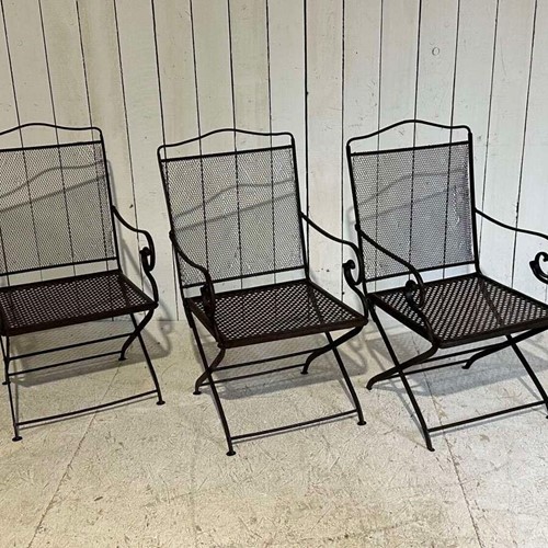 Set of 3 mesh and metal garden chairs Paris circa 1940