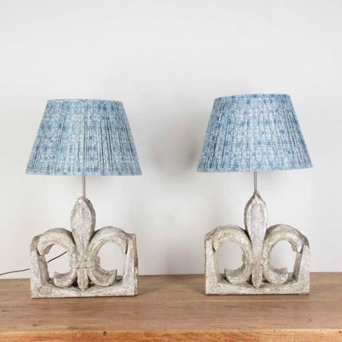 Pair of Fleur de Lys Finials converted to Lamps