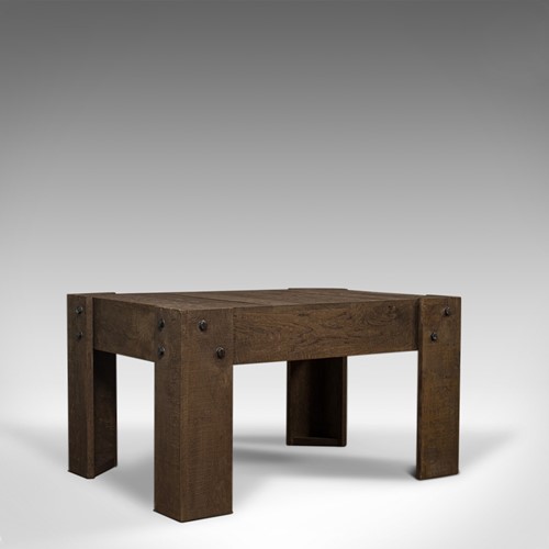 Vintage Coffee Table, Rustic, English, Oak, Occasional, Side, Industrial, C20th