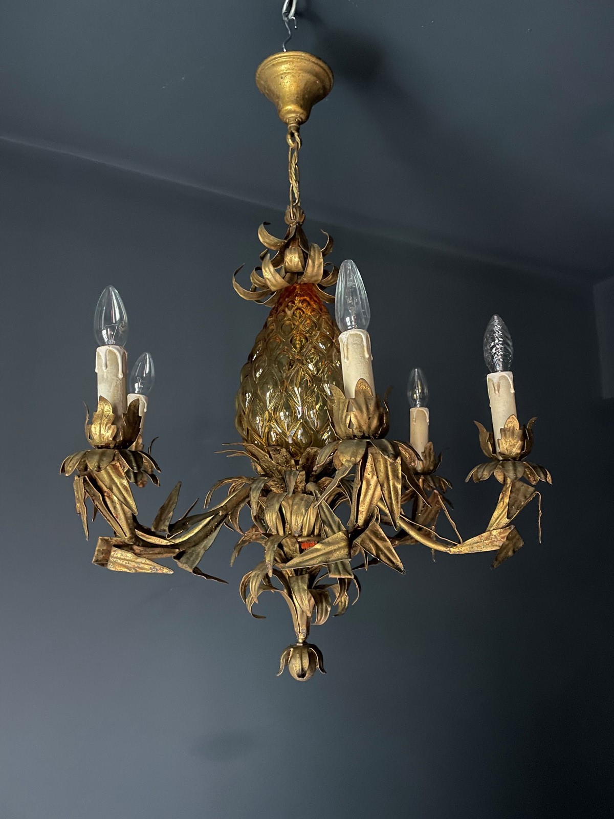 Large Midcentury Pineapple Chandelier - Decorative Collective
