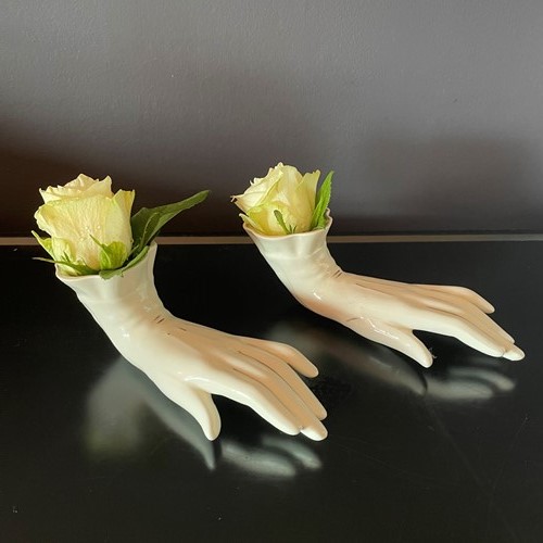Pair Of English  Porcelain & 24Ct Gold Bud Vases