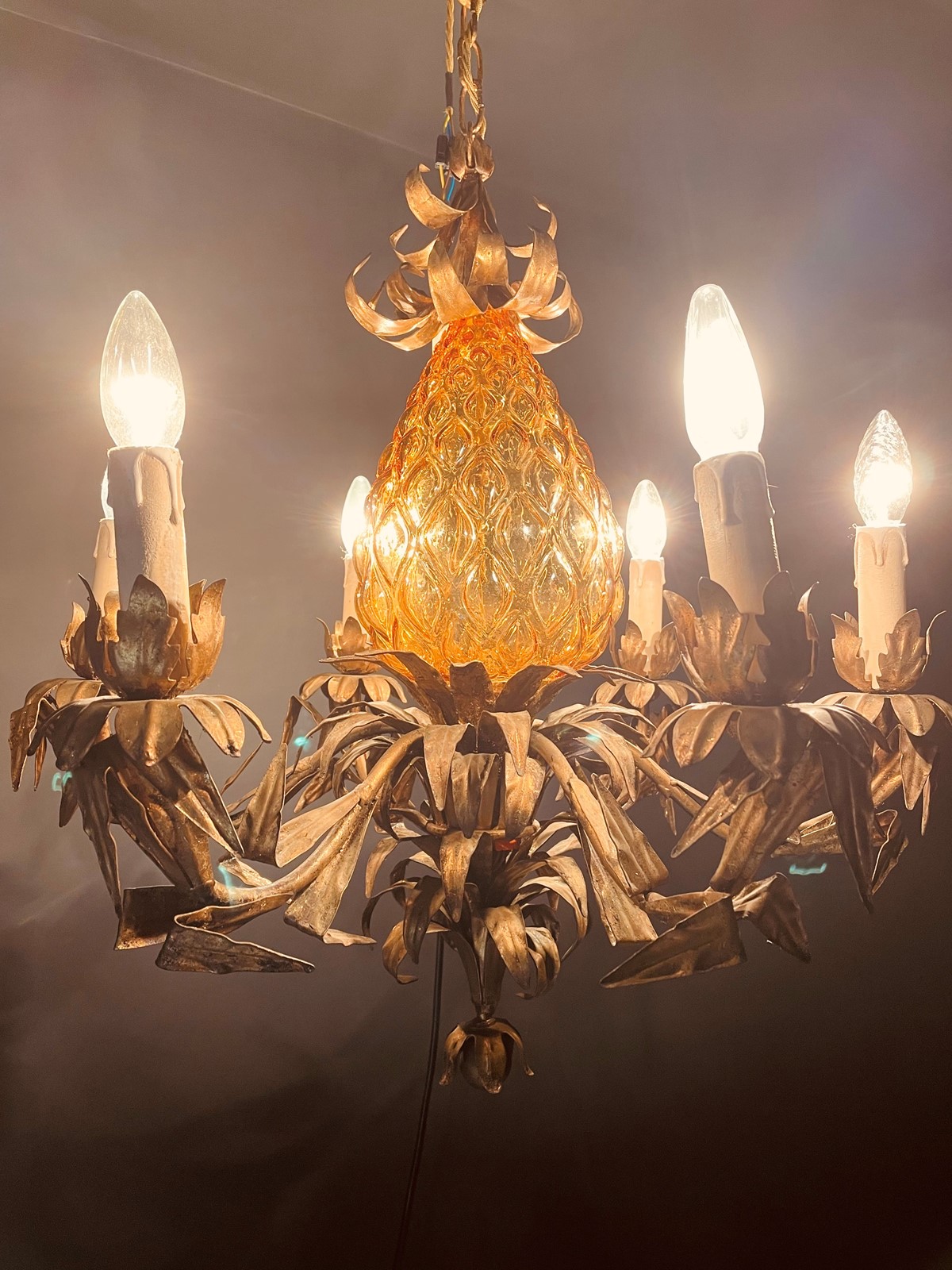 Large Midcentury Pineapple Chandelier - Decorative Collective