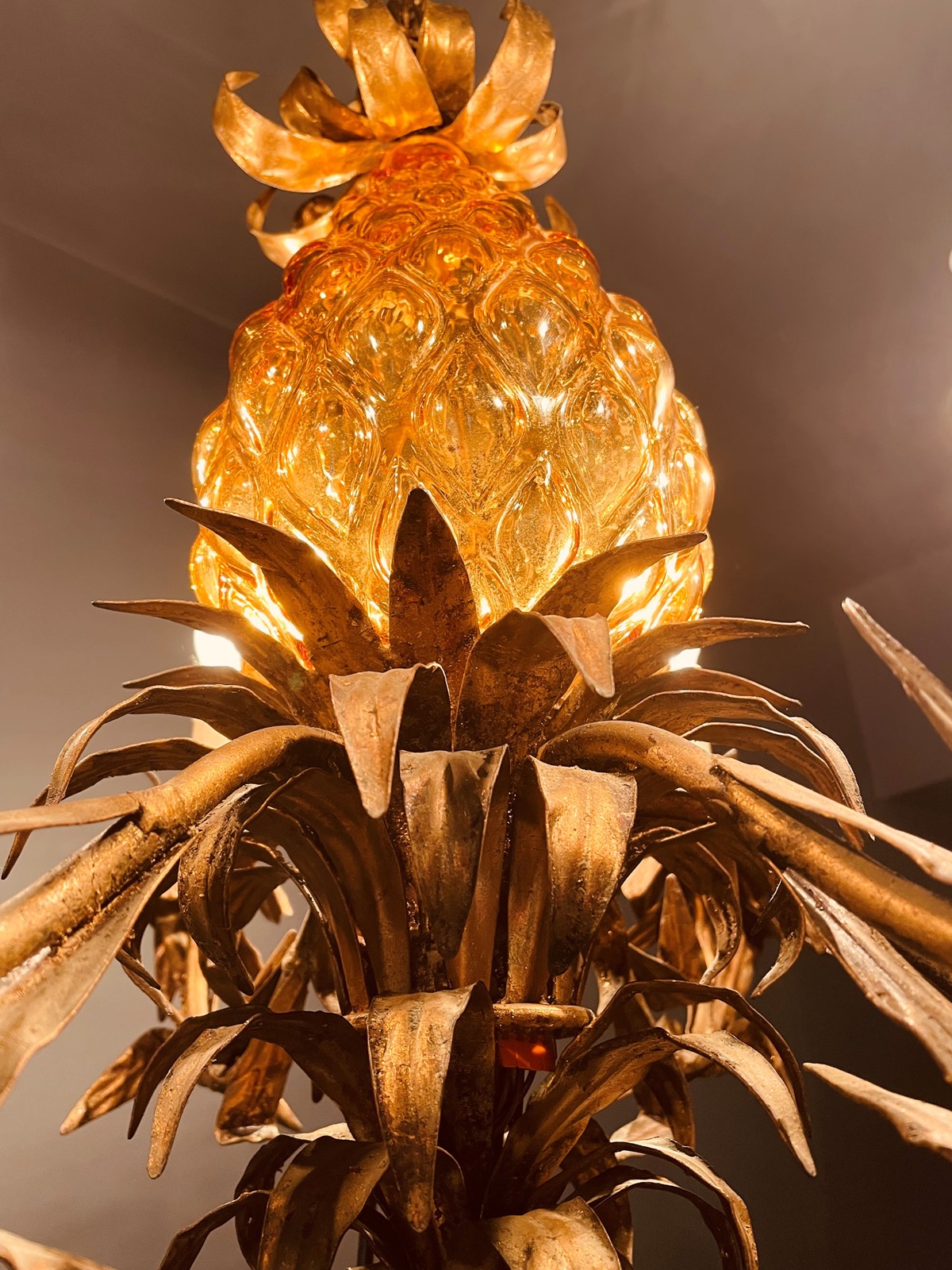 Sold at Auction: Contemporary Brass Pineapple Motif Chandelier