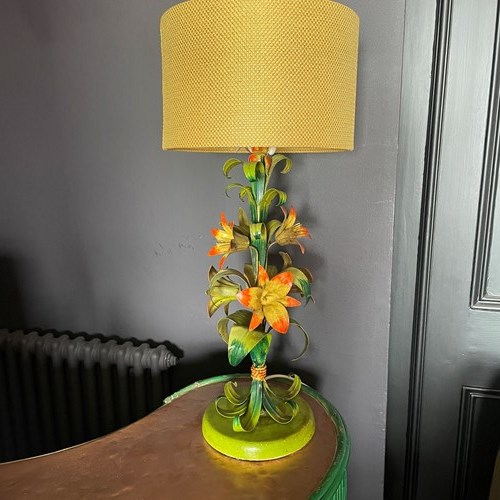 Tall,  Italian, Toleware Lily Lamp