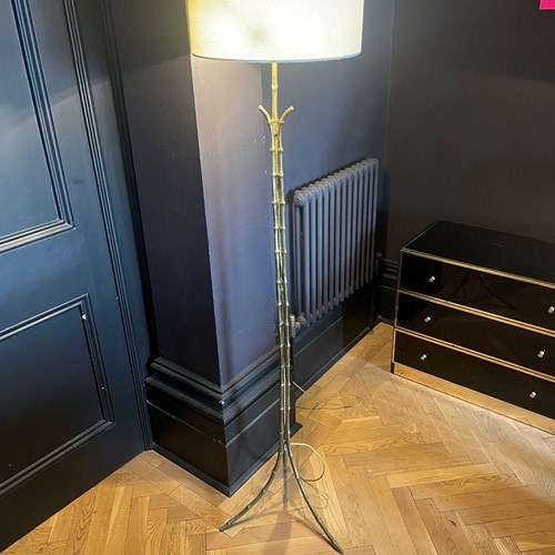 Brass, Faux Bamboo Floor Lamp By Maison Baguès