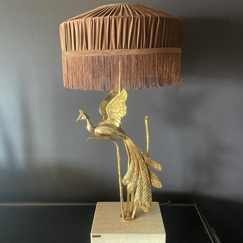 Tall Peacock Table Lamp By Lanciotto Galleotti