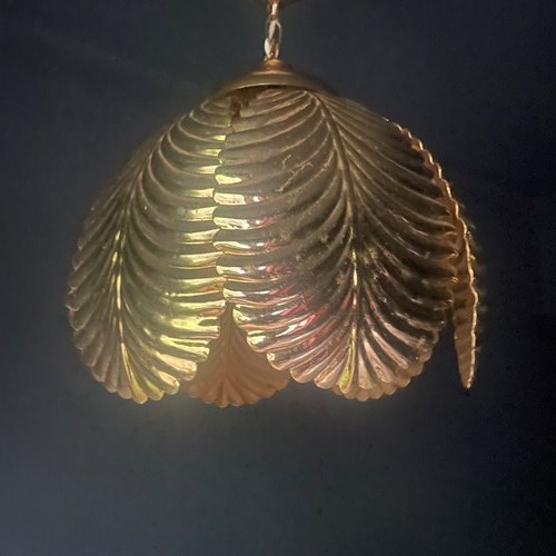 Brass Palm Leaf Chandelier, By Sergio Terzani