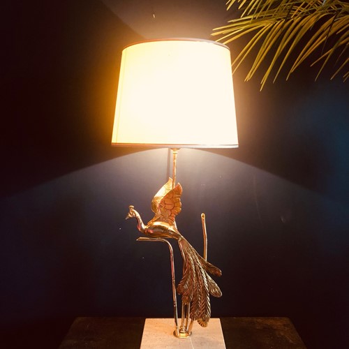 Tall Peacock Table Lamp By Lanciotto Galleotti