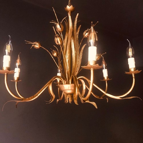 Large Naturalistic Chandelier, 1 Of A Pair