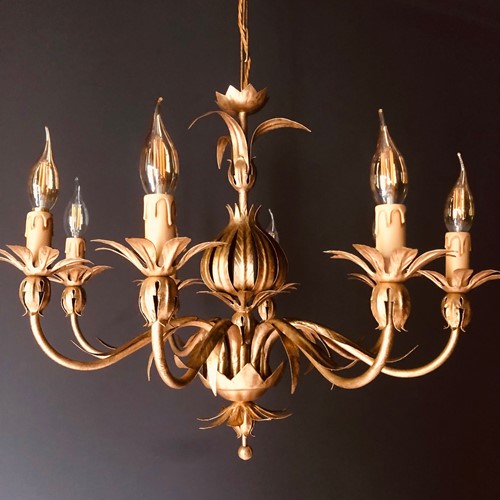 Spanish Gilt Chandelier, 1 Of A Pair