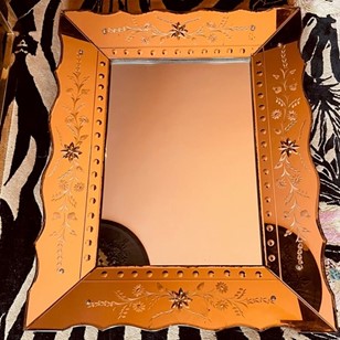 French Peach Glass Venetian Mirror