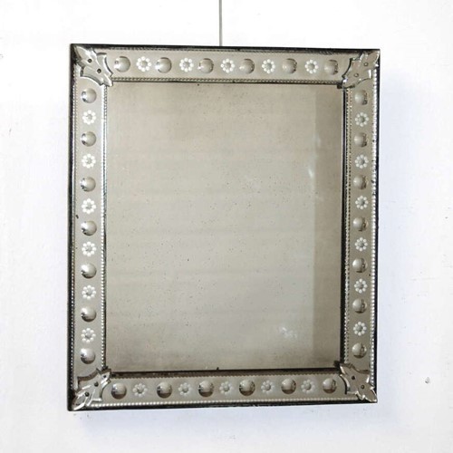 1940S Venetian Mirror With Bubble And Flower Frame
