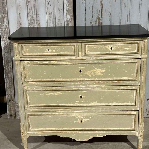 French painted commode with ebonised top circa 1880