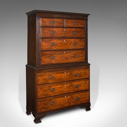 Antique Grand Chest of Drawers, English, Walnut, Tallboy, Georgian, Circa 1800