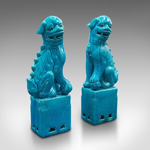 Pair Of Vintage Dog Statues, Orient...
