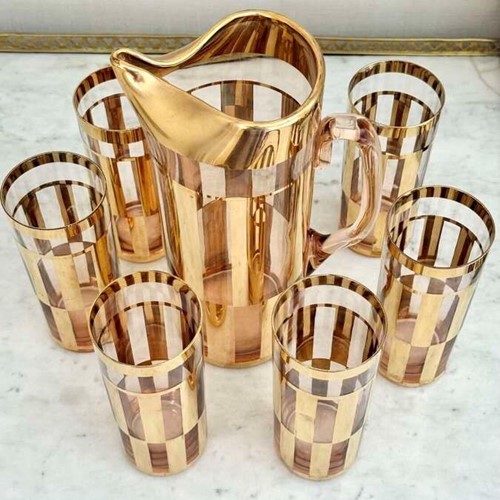 Blush pink & 22ct gold lemonade jug & tumblers set