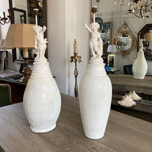 Tall Cherub Lamps