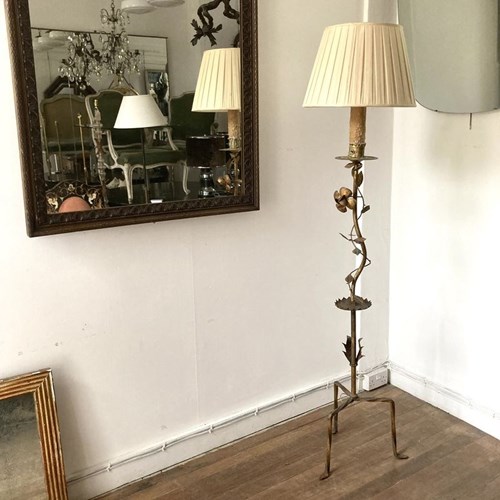 Flowery Gilt Metal Floor Lamp