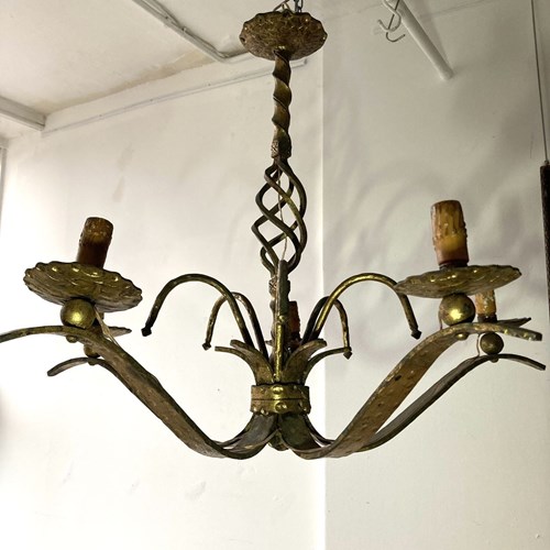 Spanish Gilt Metal Chandelier 