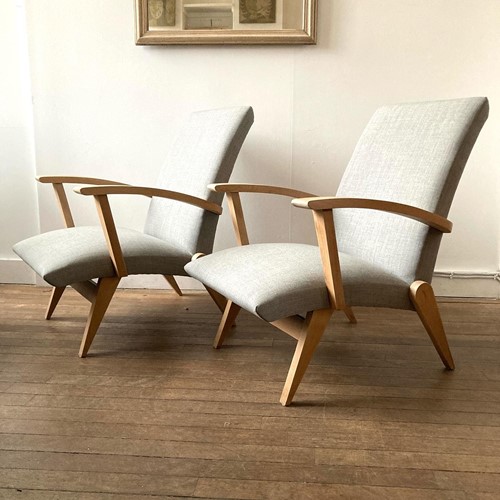 Pair Of 1950S Open Armchairs