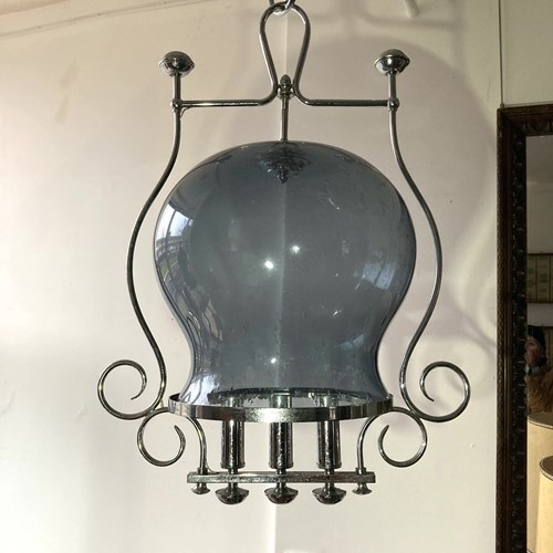 Italian Blue Glass Chandelier