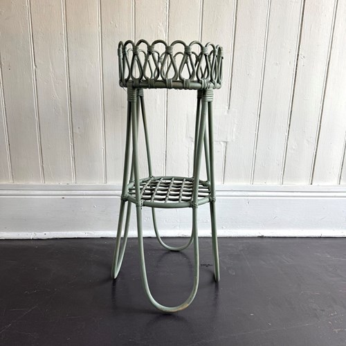 Green Wicker Jardiniere