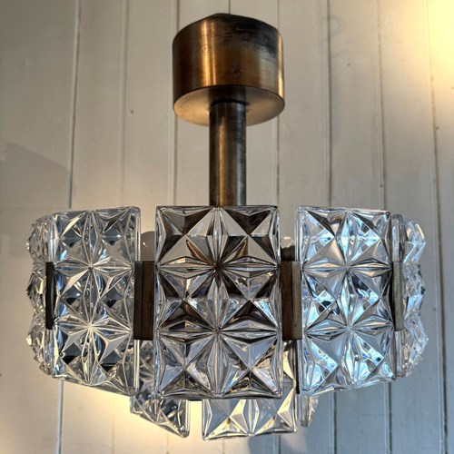 1970’S Glass And Chrome Chandelier