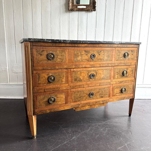 19Th Century French Inlaid Walnut Commode