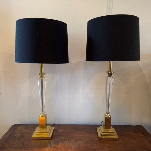 Brass And Lucite Lamps
