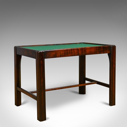 Vintage, Baize Top Side Table, English, Mahogany, Late 20th Century