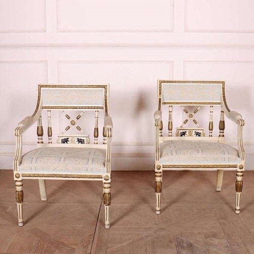 Pair of Swedish Empire Style Armchairs