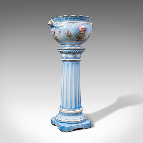 Antique Jardiniere On Stand, English, Ceramic, Decorative Planter, Victorian
