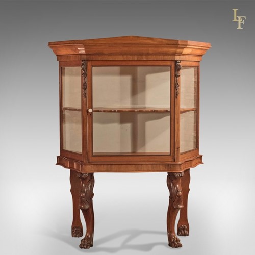 Antique Display Cabinet, Regency Glazed Mahogany Cupboard on Stand English c1820