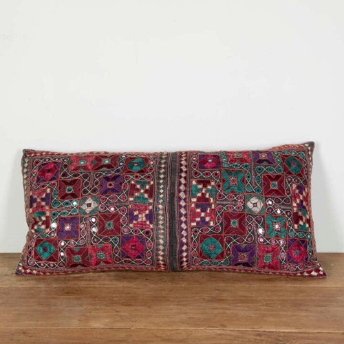 Vintage Mirror Work Cushion